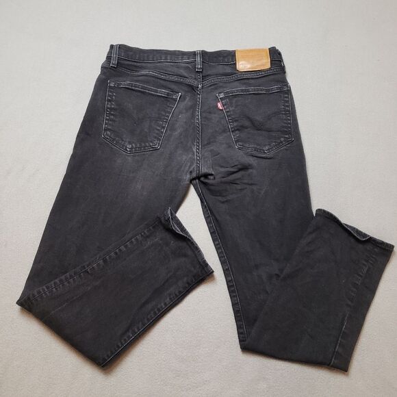 Levis 502 Jeans Mens 33 Black Tapered Denim - Picture 3 of 16